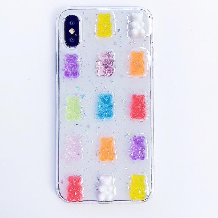 Cute colored candy bear 11promax/11/11plus mobile phone case Apple 11 Epoxy 11Pro