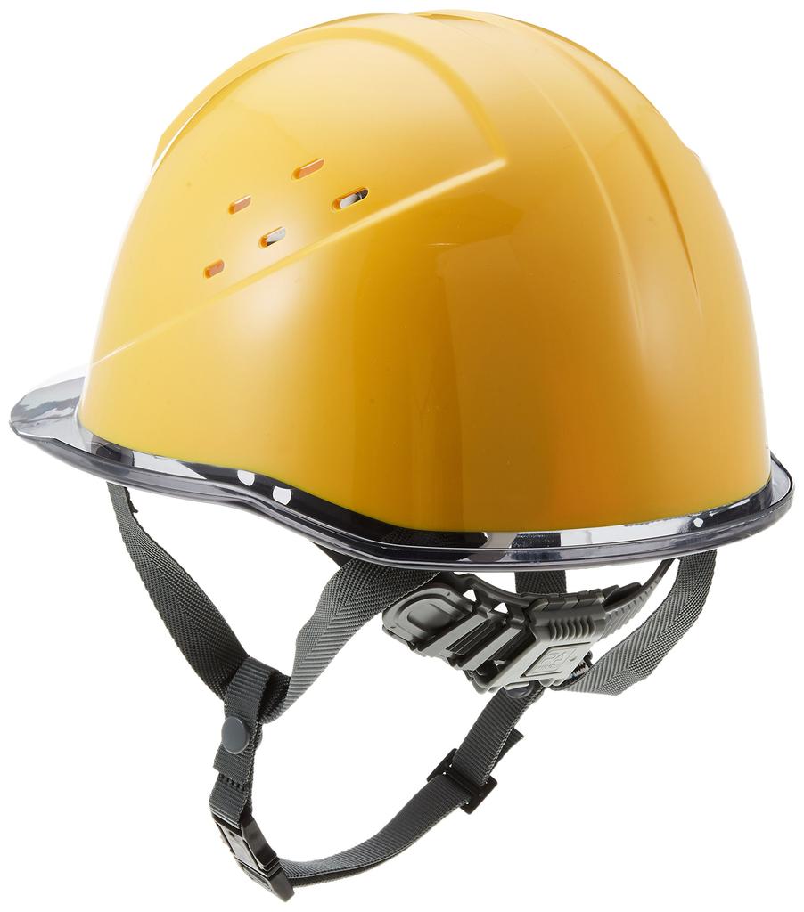Work Clear KP [Midori Anzen] Helmet, PC, Visor, Ventilated, Anti-Slip, SC11PCLV, RA, Included, Yellow/Smoke