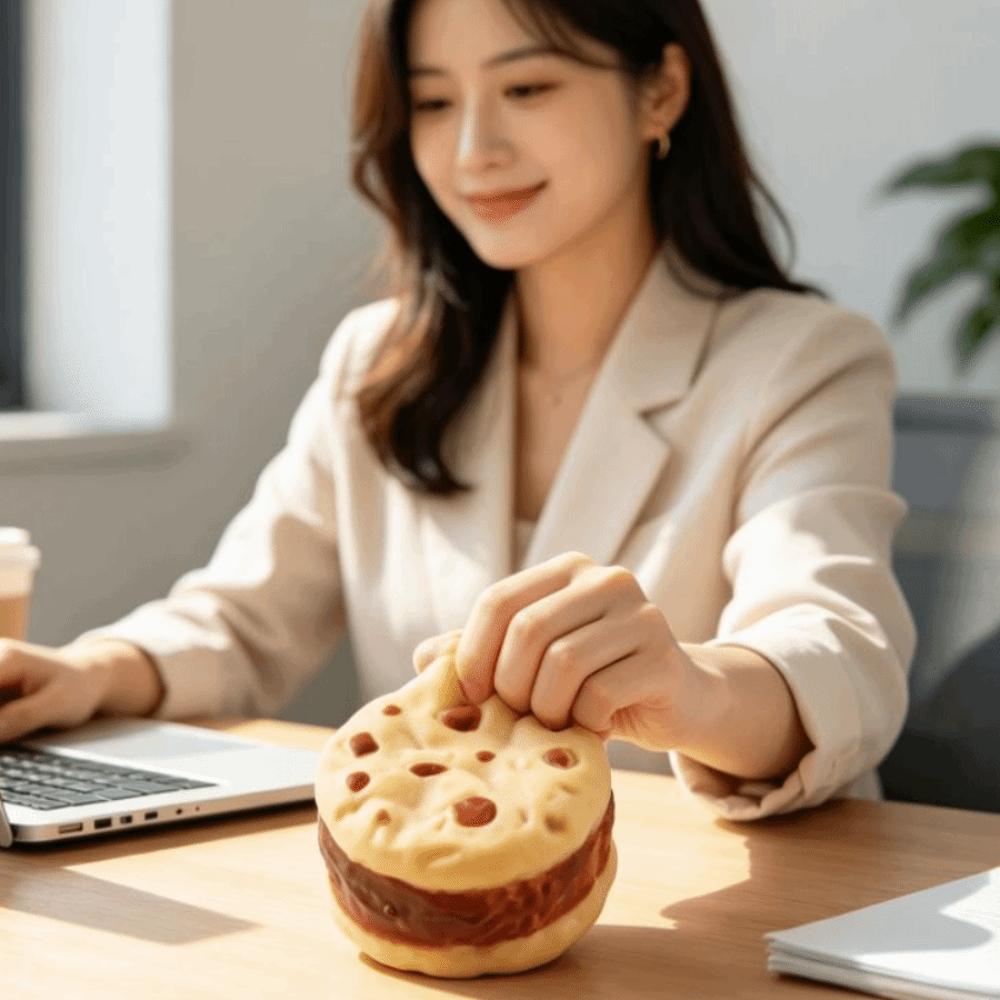 Crunchy Chocolate Cookie Squeeze Toy Moldable DIY Empty Ball Skin Office Desk Toy