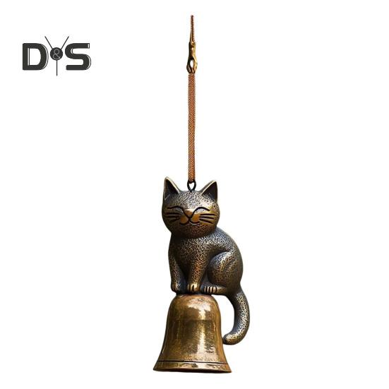 Кошачья подвеска в виде колокольчика, уличная подвеска в виде котенка, садовая металлическая статуэтка кошки, памятное украшение для украшения крыльца, подарок любителям кошек