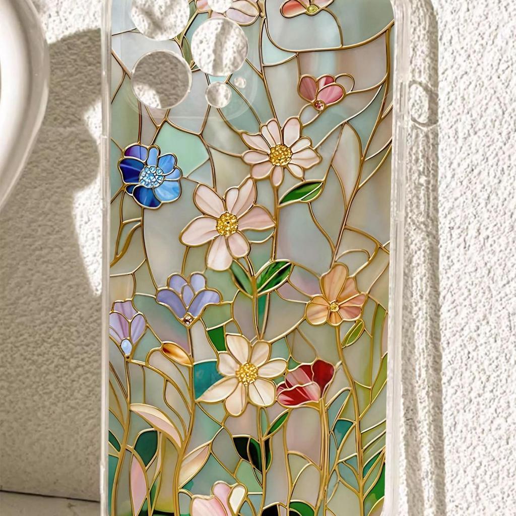 Colorful Flower Edge-Accent Transparent Case for iPhone 14/15/16/17 Pro Max 