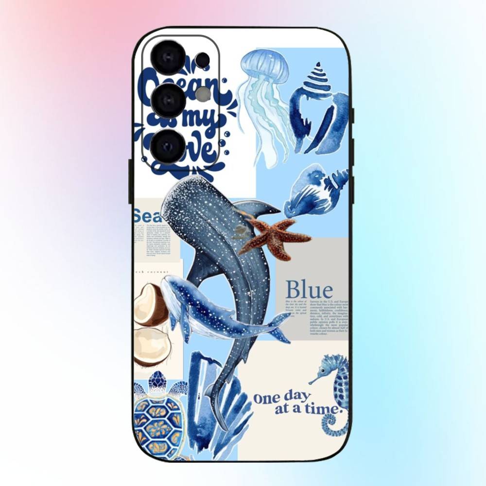 Модный Чехол для Телефона на Тему Океана Для Samsung S25,S24,S21,S22,S23,S30,Ultra,S20,Plus,Fe,Lite,Note,10,9,5G Черный Чехол