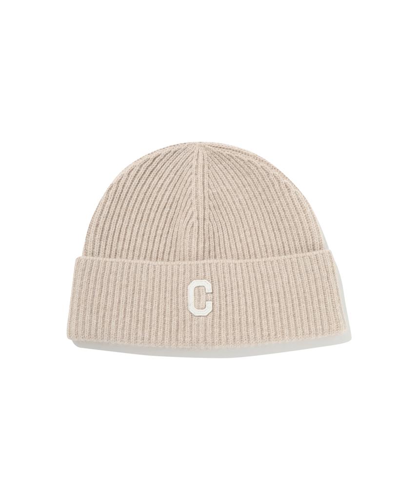 COVERNAT C-Logo Felt Applique Beanie Beige