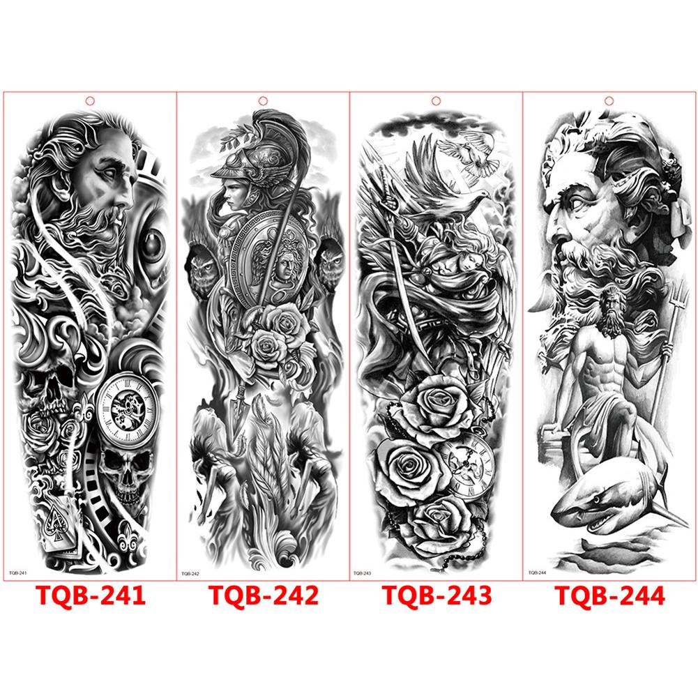 Татуировка с большим рукавом, розой, часами, глазом, водостойкая временная татуировка, наклейка, Лев, Король волков, боди-арт, полная поддельная татуировка для женщин и мужчин
