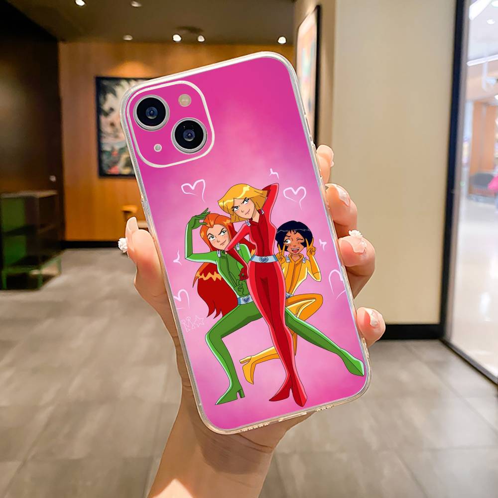 Классическая анимация T-Totally- Spies Чехол для телефона для iPhone17,16,15,14,13,12,Pro Max,16/15/14 Plus Мягкий силиконовый прозрачный чехол