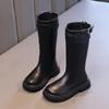 Classic Children's Winter Boots Black Simple Girls' Cotton Boots Thick Bottom Round-toe Kids Fashion Boots Versatile Non-slip