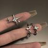 Cross Star Couple Ring for Women Men Punk Gothic Sliver Color Adjustable Rings Jewelry Gift MIT