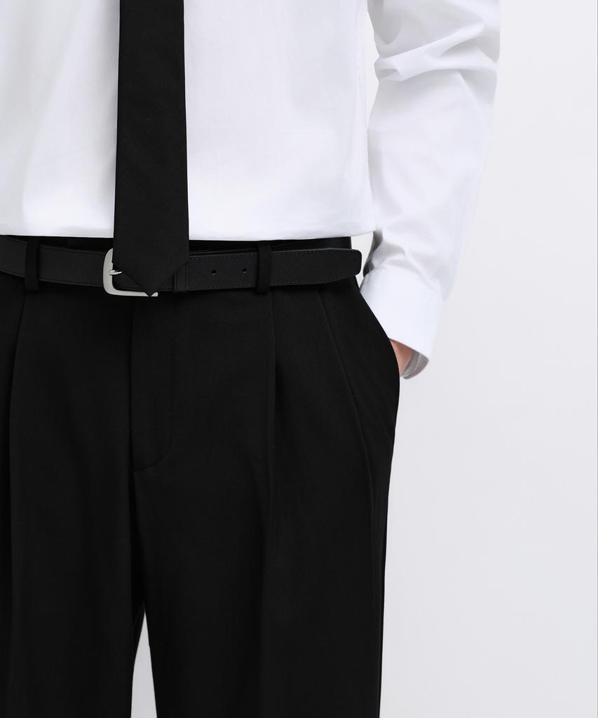 MUSINSA STANDARD Real Wide Hidden Banding Slacks [Black]