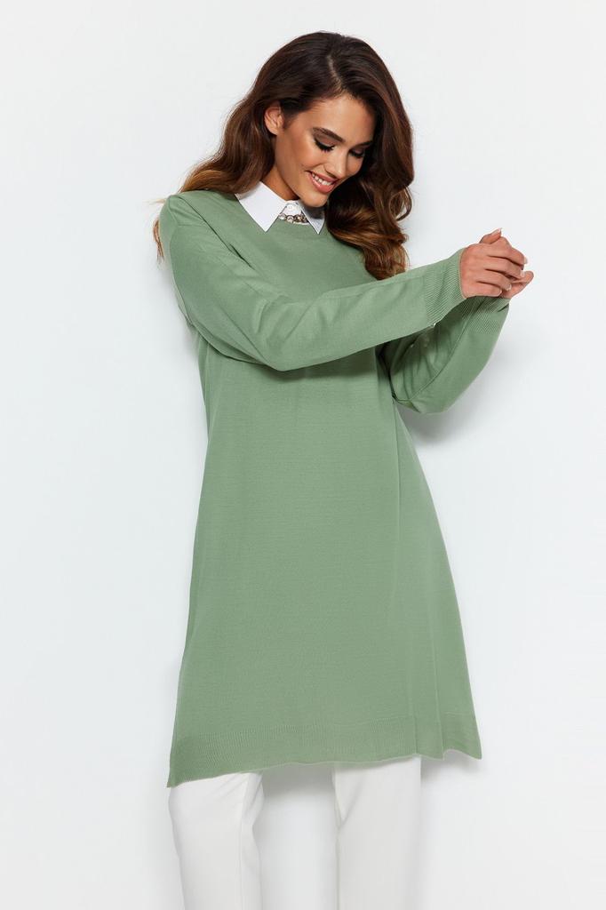 Женский модный стильный свитер в хиджабе мятный длинный трикотажный свитер