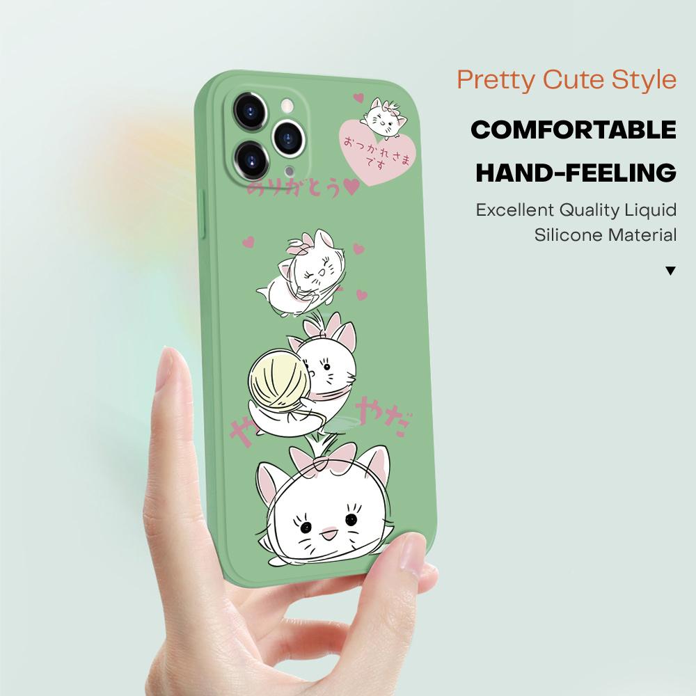 Милый чехол для телефона с милыми кошками для iPhone 15, 14, 13, 12, 11, Samsung Galaxy S23 S22 A52 A52S, мягкие квадратные жидкие силиконовые чехлы с полной защитой