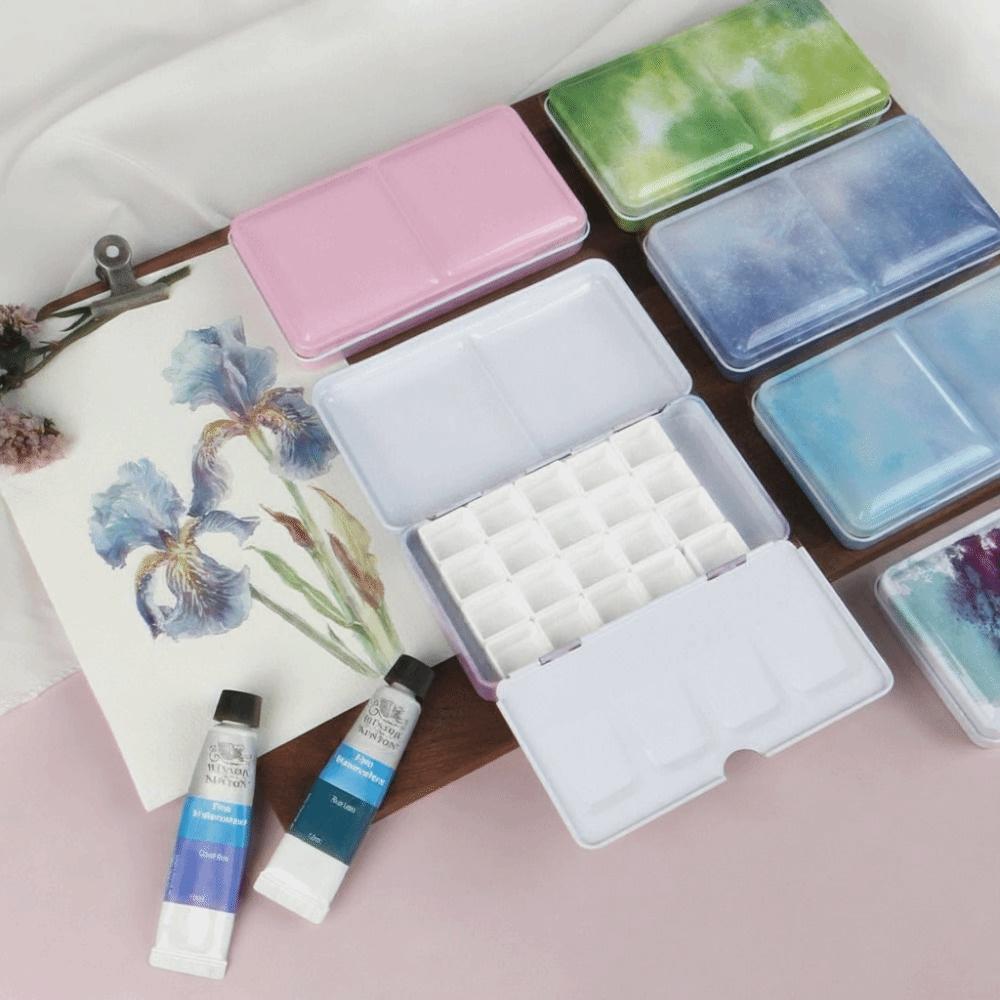 Metal Construction Watercolor Paint Box Small Size Folding Paint Box  For Gouache Painting
