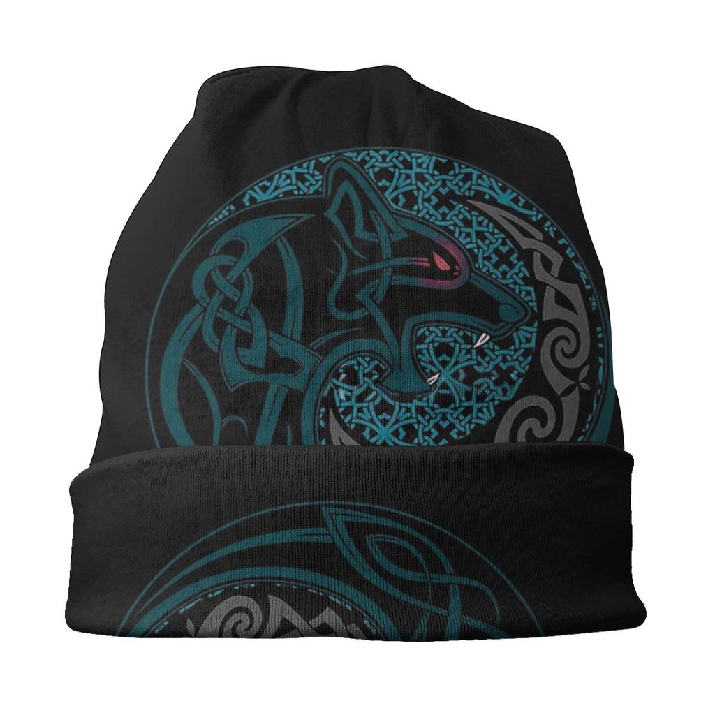 Wolf And Moon Outdoor Thin Beanie Caps Viking Skullies Beanies Ski Caps Soft Bonnet Hats