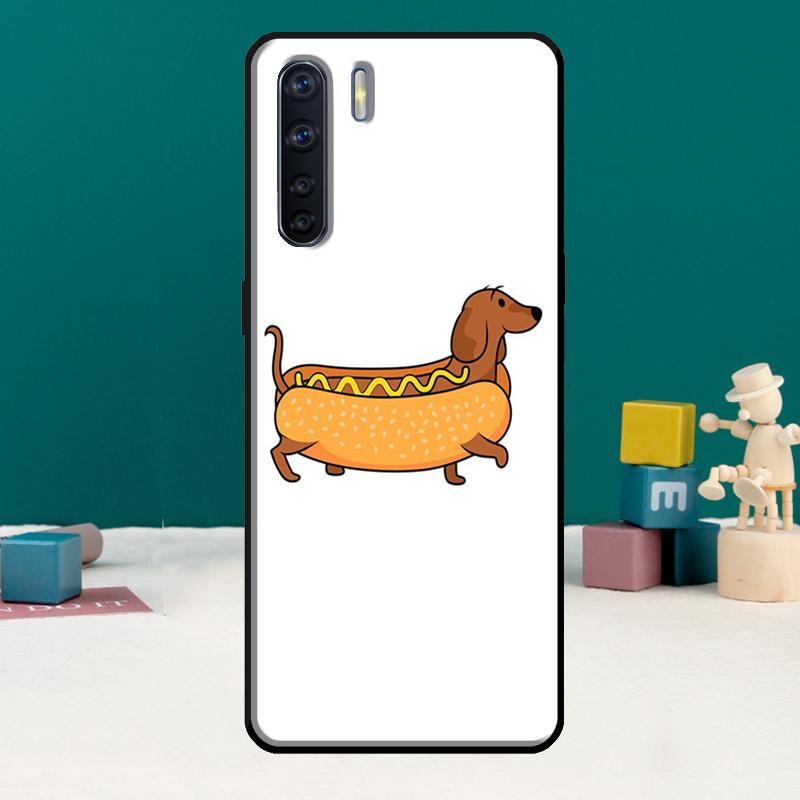 Cartoon Dachshund Sausage Dog Phone Case For Oppo A78 A96 A58 A18 A38 A98 A17 A77 A80 A40 A60 A16 A76 A74 A94 A54 A15 A57S