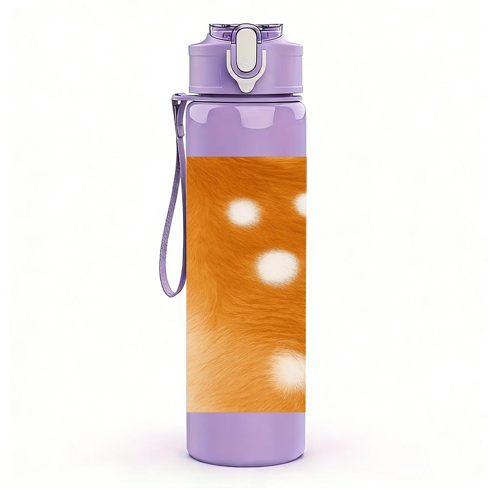 1PC Orange Beige Dot Texture 750ml Color Plastic Sports Water Bottle Leakproof Flip Straw Lid Suitable for Sports Office Home Use