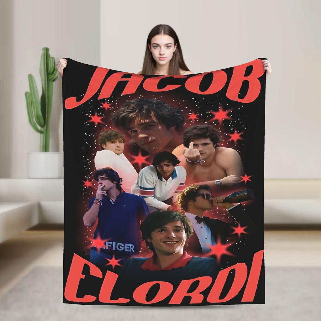 Jacob Elordi Actor Photo Collage Soft Warm Blankets Office Plush Throw Blanket Home Decor Flannel Bedspread Sofa Bed Cover