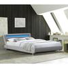 Lit gina pour matelas 140x200 - Sommier Tte de Lit Incurvee Couleur GRIS Pieds en 5 cm - 2 x 13 Lattes - revet