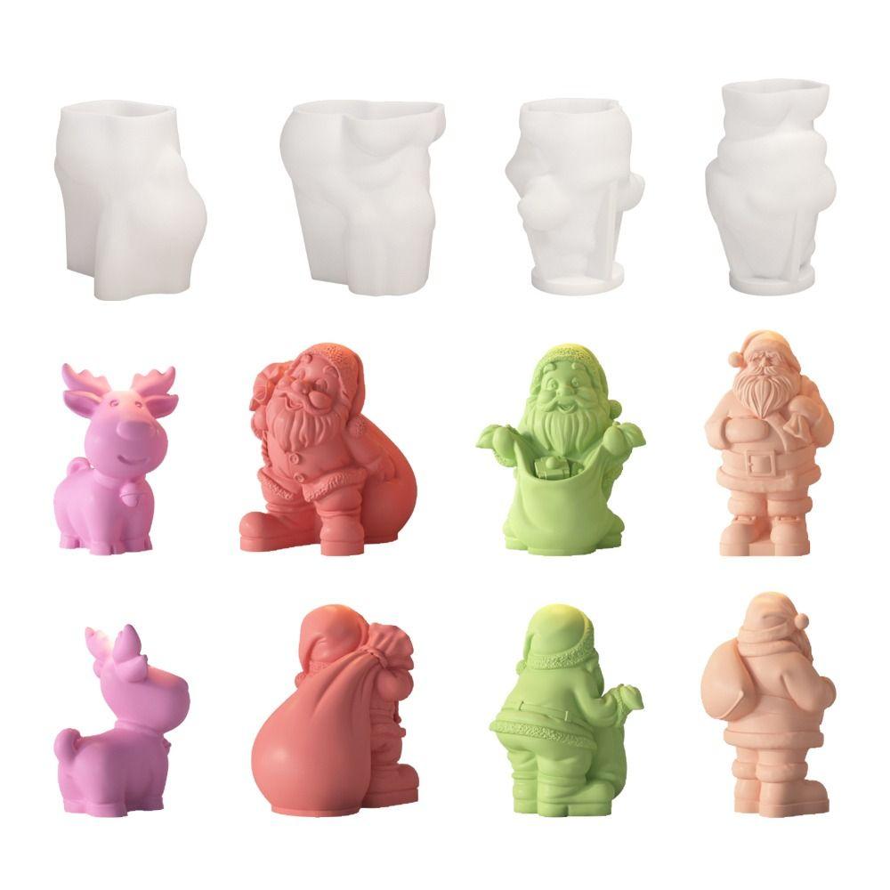 Белые силиконовые формы для свечей Санта-Клауса, силиконовая форма для мыла, новая форма для свечей
