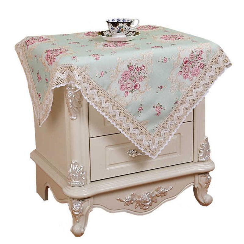 Bedside Table Cover Towel Cover Cloth Small Round Table Coffee Table Cloth Square Microwave Refrigerator Household Cloth Lace Universal Cover Towel