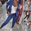 Women's Two Piece Lapels Suit Set Office Business Long Womens Dressy Suits