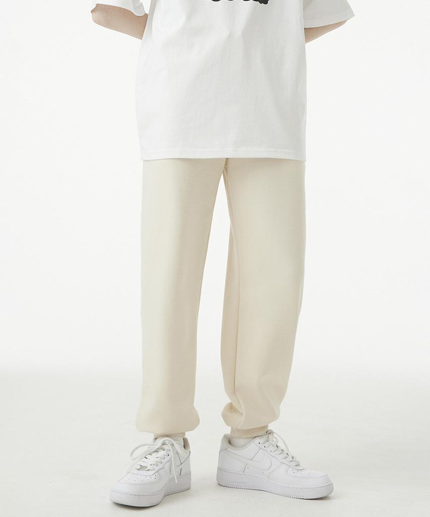 URBANAGE [Non-Fleece Or Fleece-Lined] Basic Jogger Training Pants_Cream