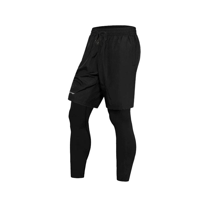 Li-Ning Удобные Простые Универсальные Дышащие Шорты Анти-Смущение Спортивные Штаны Двухкомпонентные Мужские Брюки YZMB-LSKV407-1+YULV023-1
