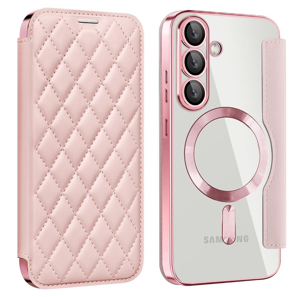 Чехол для Samsung Galaxy S25, совместимый с чехлом для телефона MagSafe Rhombus из искусственной кожи