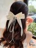 1 Pcs Fashion White Pearl Chain Bow Ribbon Barrettes For Women Girls Party Hair Accessories