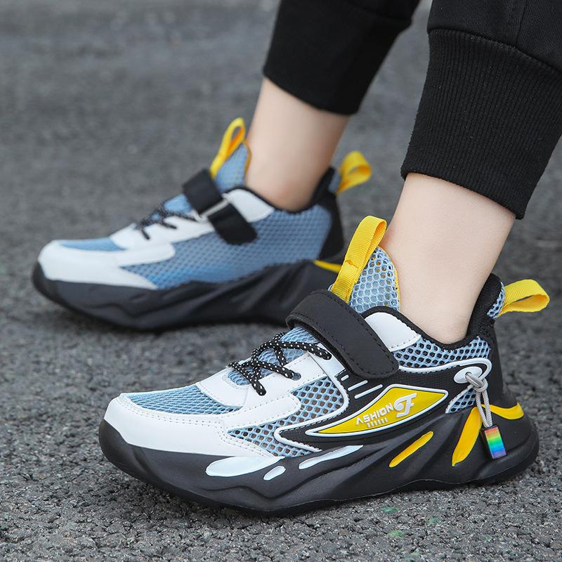 Kids' Breathable Mesh Chunky Sneakers Hook and Loop Casual Sports Shoes for Boys