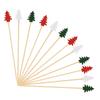 50/100 шт. рождественские бамбуковые шпажки для коктейлей, одноразовые зубочистки для еды и десертов, принадлежности для декора на Новый год