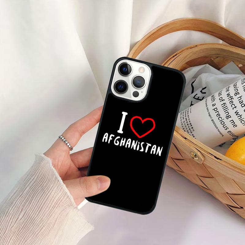 I Love Afghanistan flag Phone Case For iPhone 17 Air 16 15 14 11 12 13 Pro MAX Plus coque Cover Shell