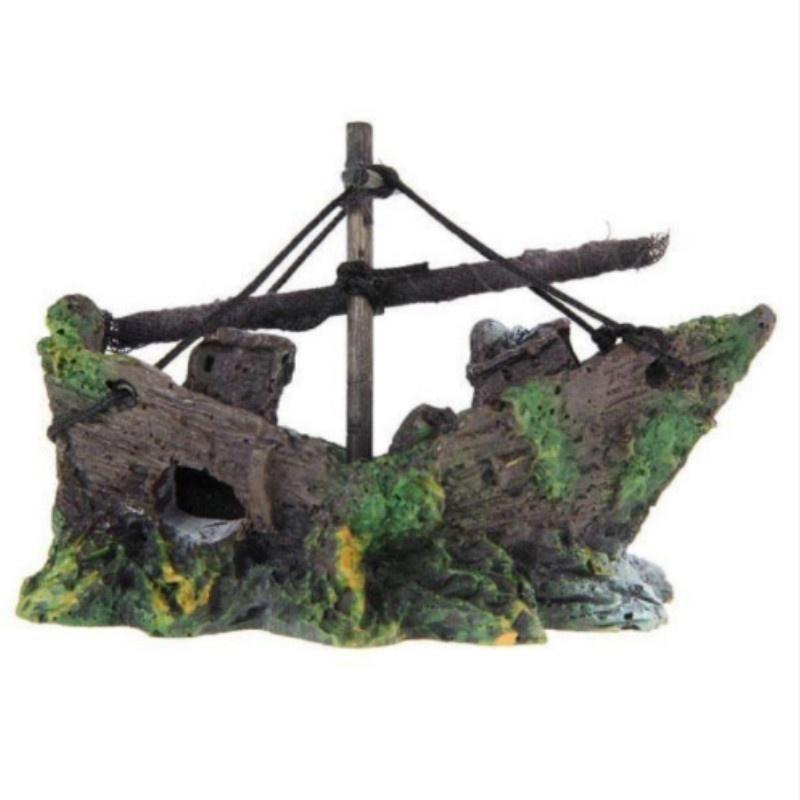 1PC Aquarium Fish Tank Landscape Landscaping Pirate Wreck Ship Decor Resin Boat Ornament Accessories Decoration
