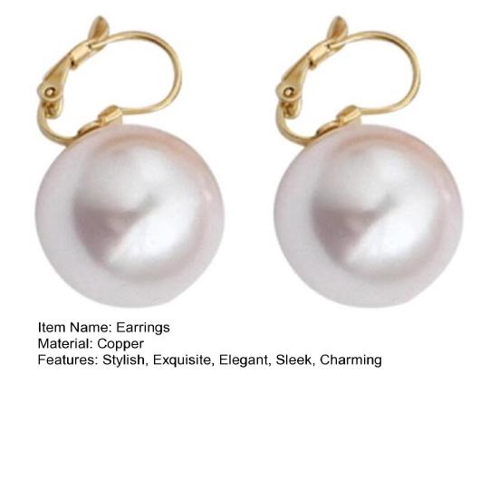 1 Pair Faux Pearl Dangle Earrings for Women Gold Plated Drop