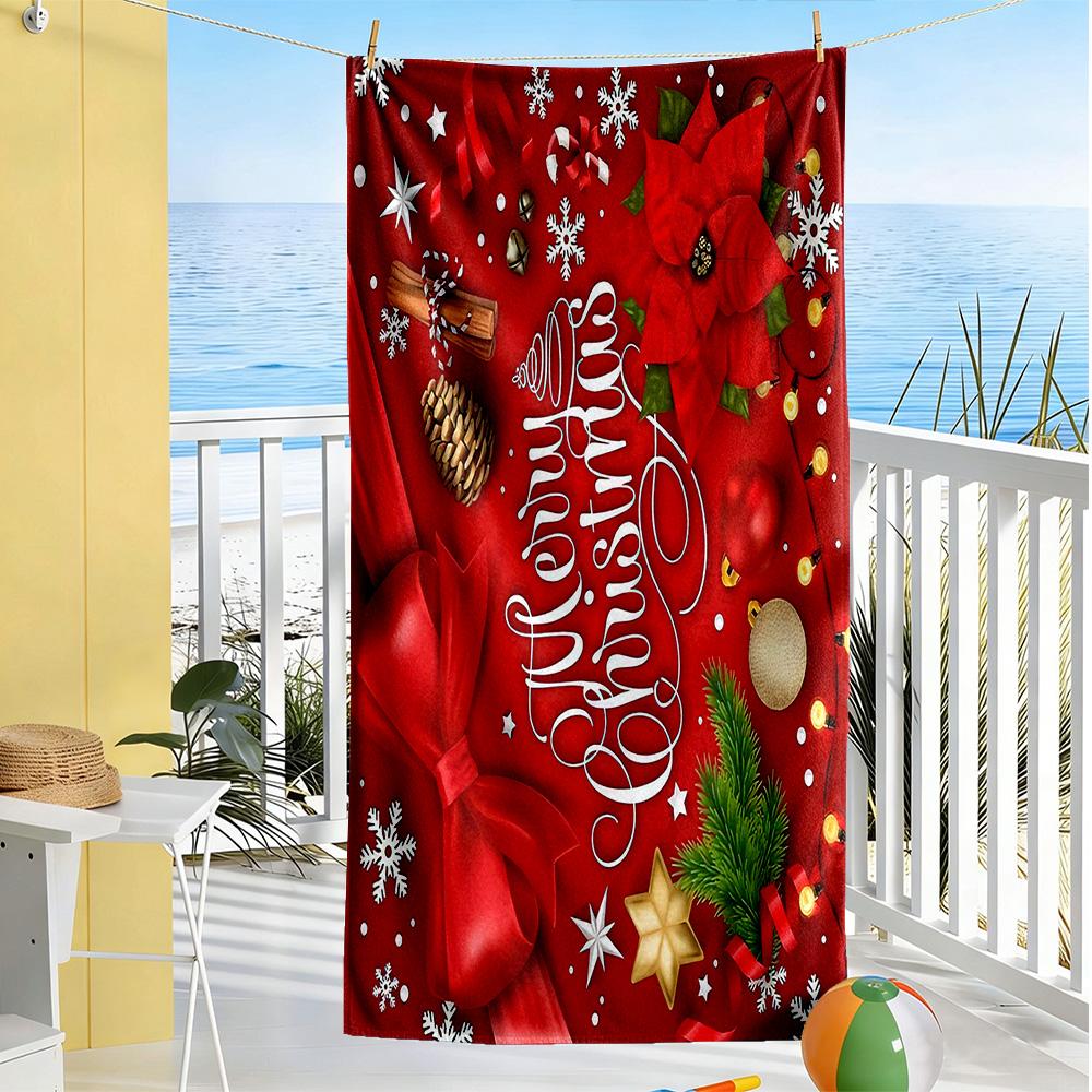 Christmas Beach Towel Super Soft Microfiber Quickdry Fabric Comfortable Lightweight