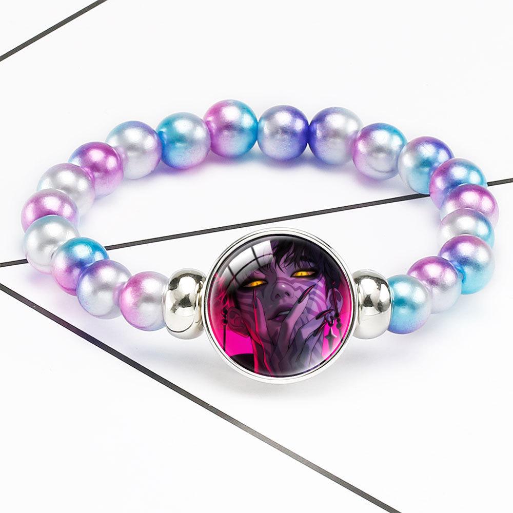 Браслет из бусин с плавным переходом цвета Rumi Zoey Mira Браслет с инкрустированным кристаллом Скрытая застежка Съемное эластичное украшение