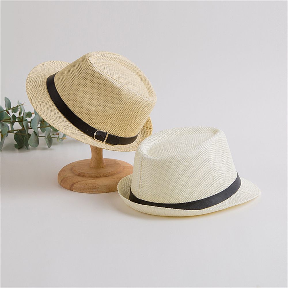 Breathable Unisex Wide Brim Summer Sun Hat Straw Panama Cap Jazz Hat Cowboy Fedora Hat