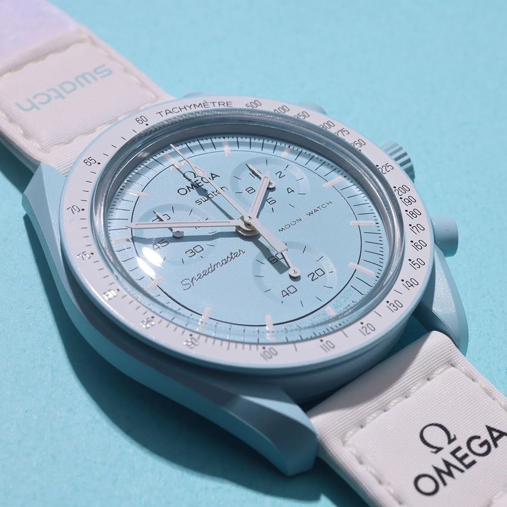 Часы Omega x Swatch Uranus, водонепроницаемые, унисекс, с упаковкой