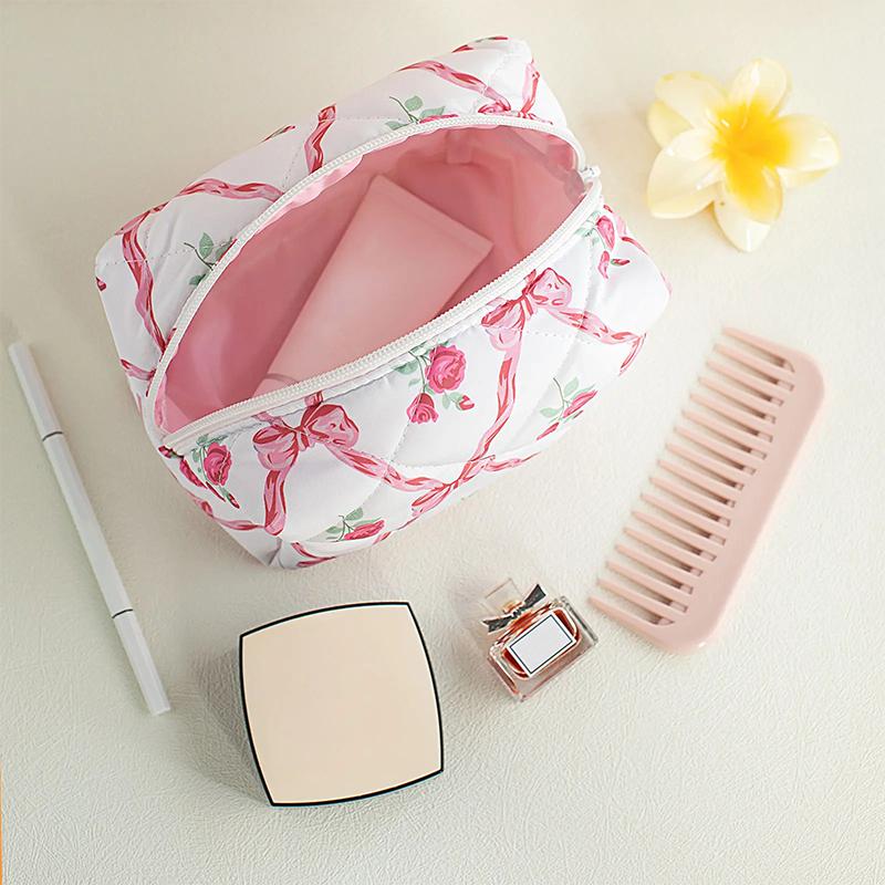 Косметичка с бантом и цветком розы, органайзер для косметики по уходу за кожей, идеальный подарок, сумка для стирки, сумка для хранения косметики в дороге