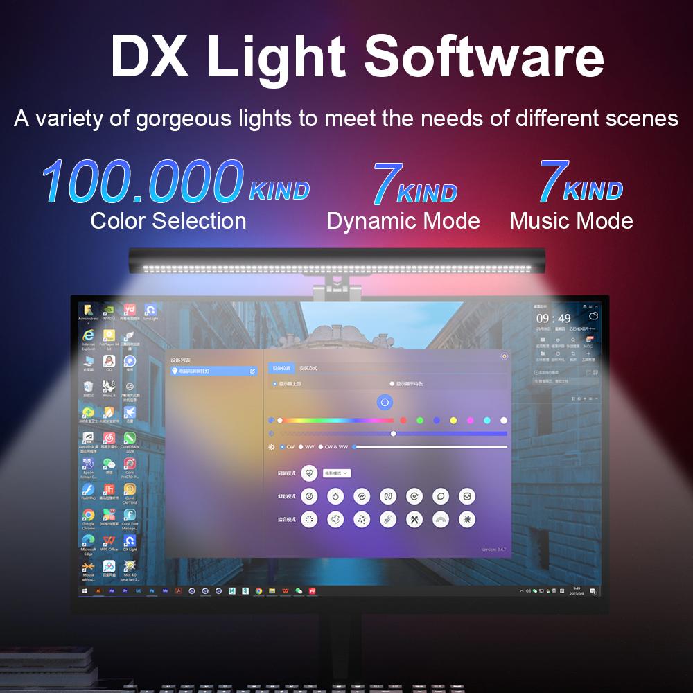 RGB Световая панель для монитора компьютера USB Лампа для чтения Светодиодная подвесная лампа для экрана Защита глаз Диммирование Цветовая температура Дом Офис