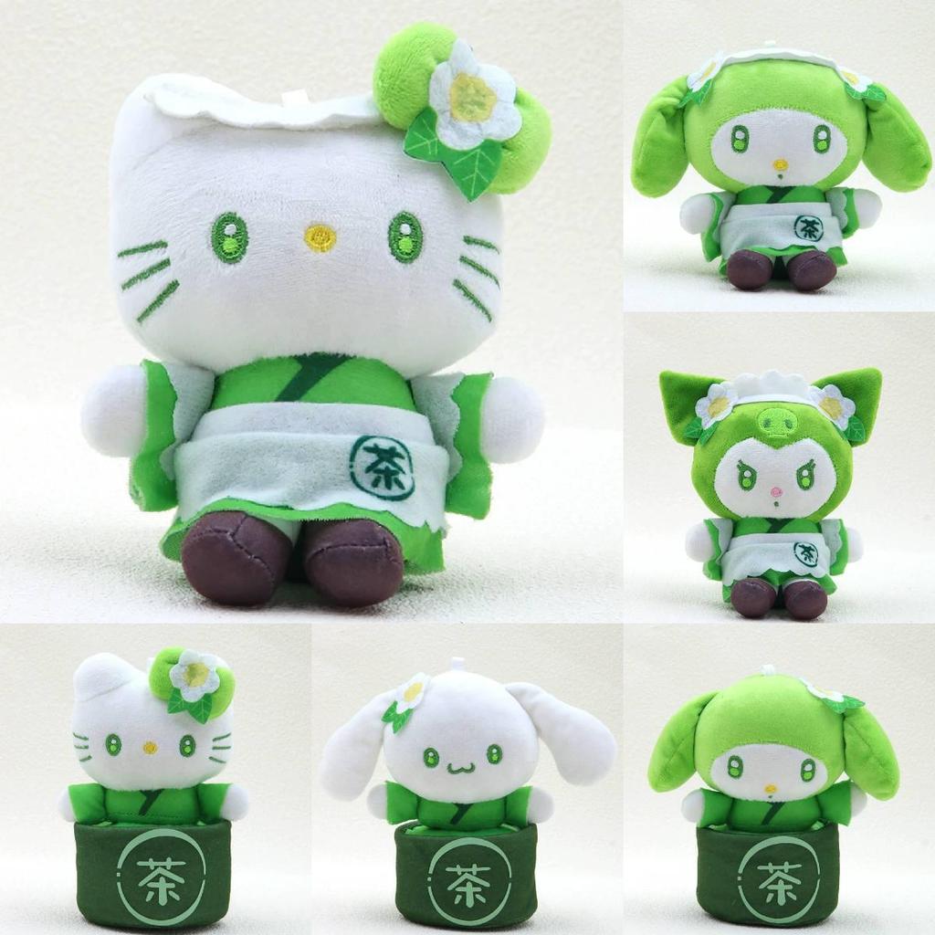 Sanrio Зеленый Хелло Китти Синнаморолл Мелоди Куроми Плюшевая Игрушка Брелок Для Милого Автомобильного Украшения И Подарок Для Детей