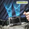 Портативный поясной вентилятор 20000 мАч, уличный подвесной шейный вентилятор с повербанком, 5 режимов сильного ветра, портативный поясной вентилятор с клипсой для спорта и работы