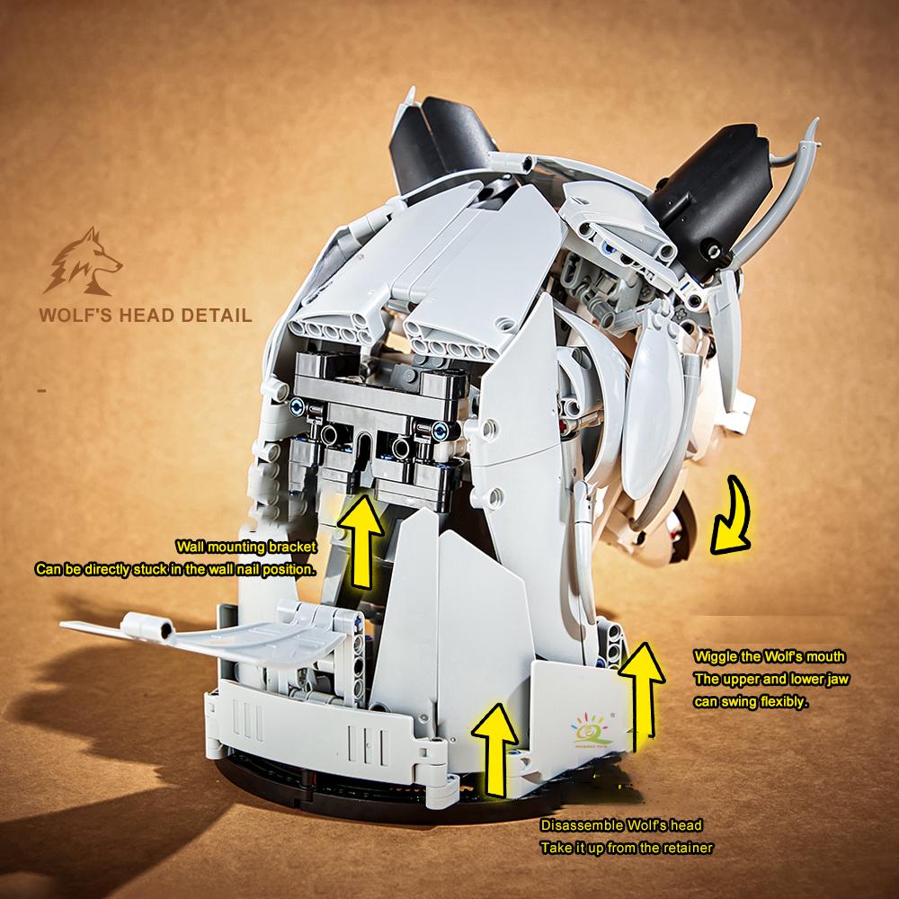 Креативная модель головы орла, волка, оленя, строительные блоки, подвеска для животных, настенный декор, настенная скульптура, игрушка для домашнего декора
