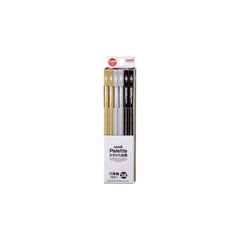Карандаши для письма Mitsubishi Pencil Uni Palette 2B, Черные, 1 дюжина (K56172B)