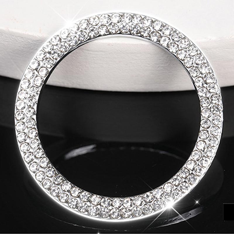 Крышка кнопки выключателя запуска двигателя автомобиля одним щелчком, двойная наклейка со стразами, защитное кольцо для выключателя зажигания и запуска