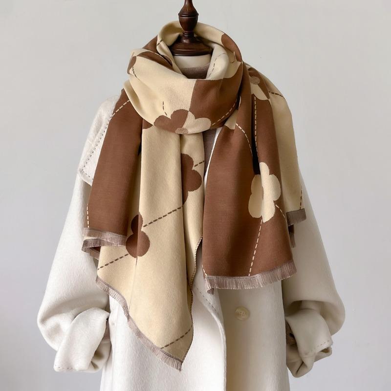 2024 New Autumn and Winter Warm Scarf Double-sided Imitation Cashmere To Keep Warm, Student High-end Female Scarves