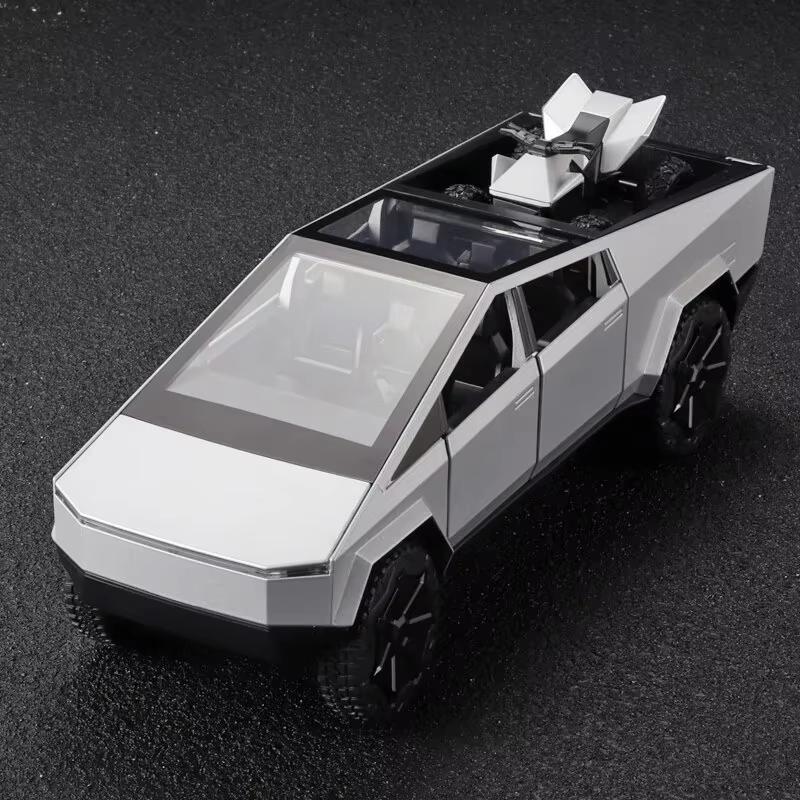 Новый 1:24 MINI Tesla Cybertruck пикап прицеп литой автомобиль модель литой металлический внедорожник грузовик симулятор детская игрушка подарок