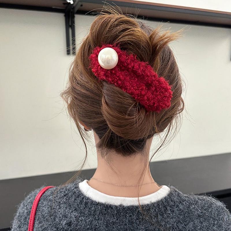 Плюшевая заколка-уточка, красная заколка для хвоста, заколки для волос для женщин, симпатичная праздничная корейская заколка для волос, аксессуары для волос