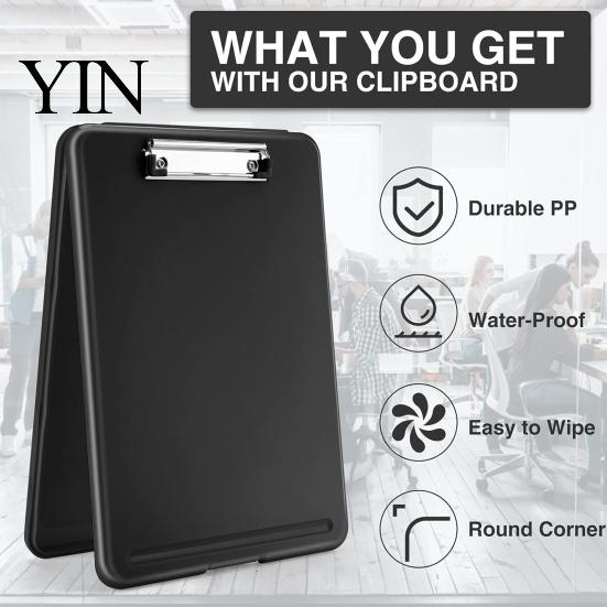 Professional Briefcase Organizer Plastic Storage Clipboard, Letter Size Slimcase Folder with Pen Holder, 200 Durable Paper Holder Sheet Capacity,