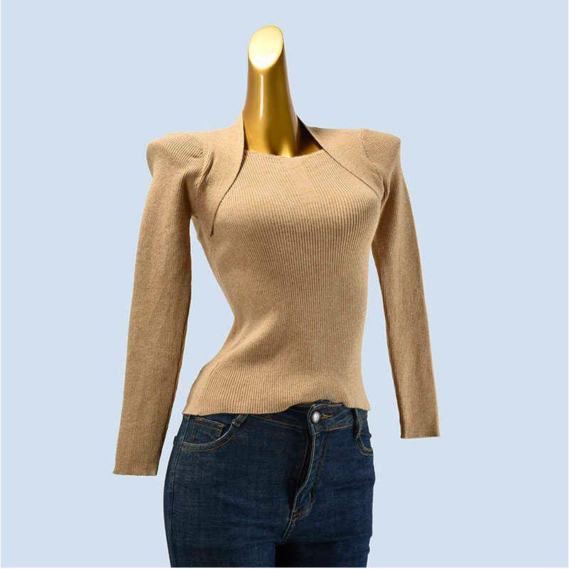 Stylish Long Sleeves Bottoming Shirt Women's Autumn New Arrival Western Style Inner Wear Soft Glutinous Silm Knitwear Sweater Pure Color