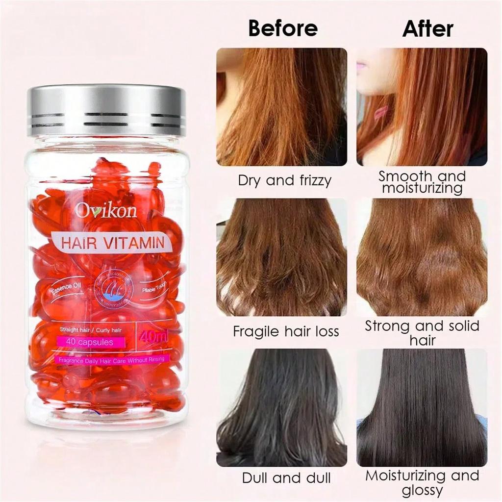 40 Capsules of Vitamin Essential Oil for Men and Women Care Essential Oil To Moisturize and Repair Hair, Enhance Luster and Smooth Hair