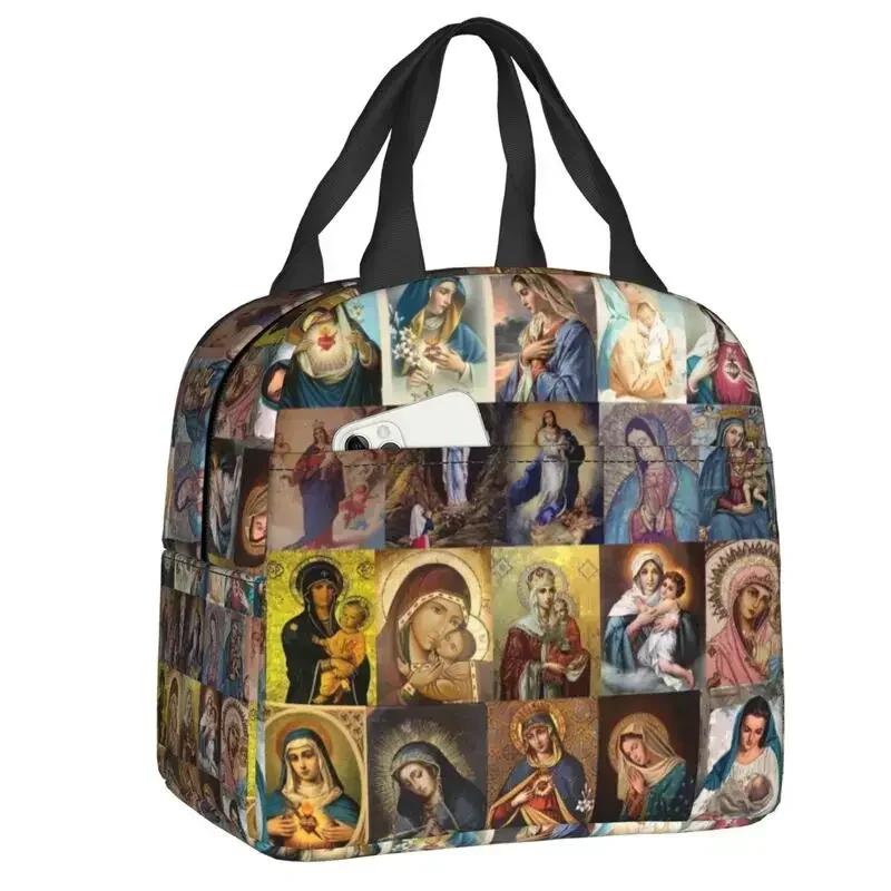 Ланч-бокс с термоизоляцией «Дева Мария» для женщин, теплый, сумка-холодильник, термосумка, контейнер для еды для работы, школы, пикника, сумка-тоут